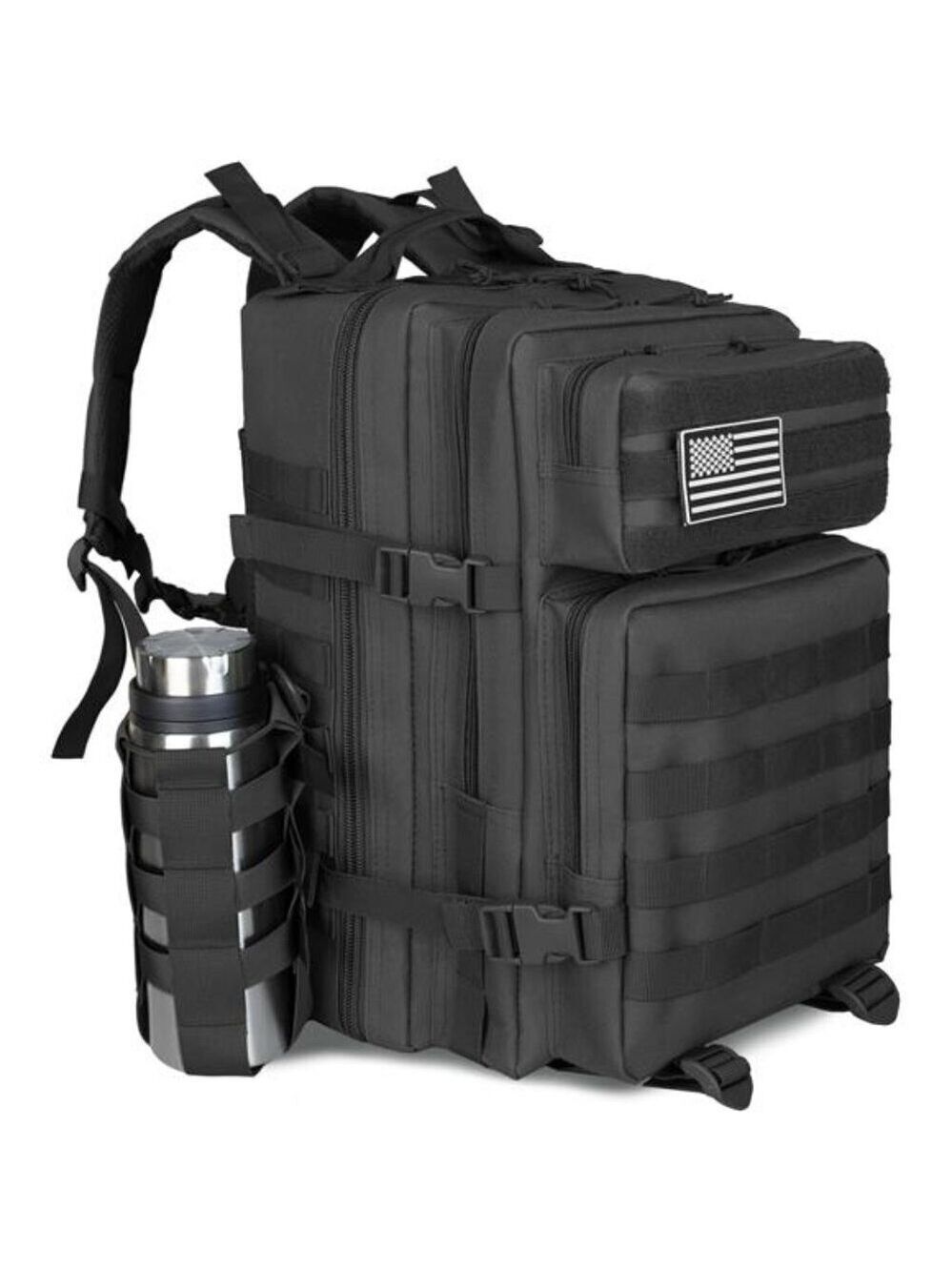 45L Tactical Backpack Molle Military Hiking Camping Bug Out Bag Black Large